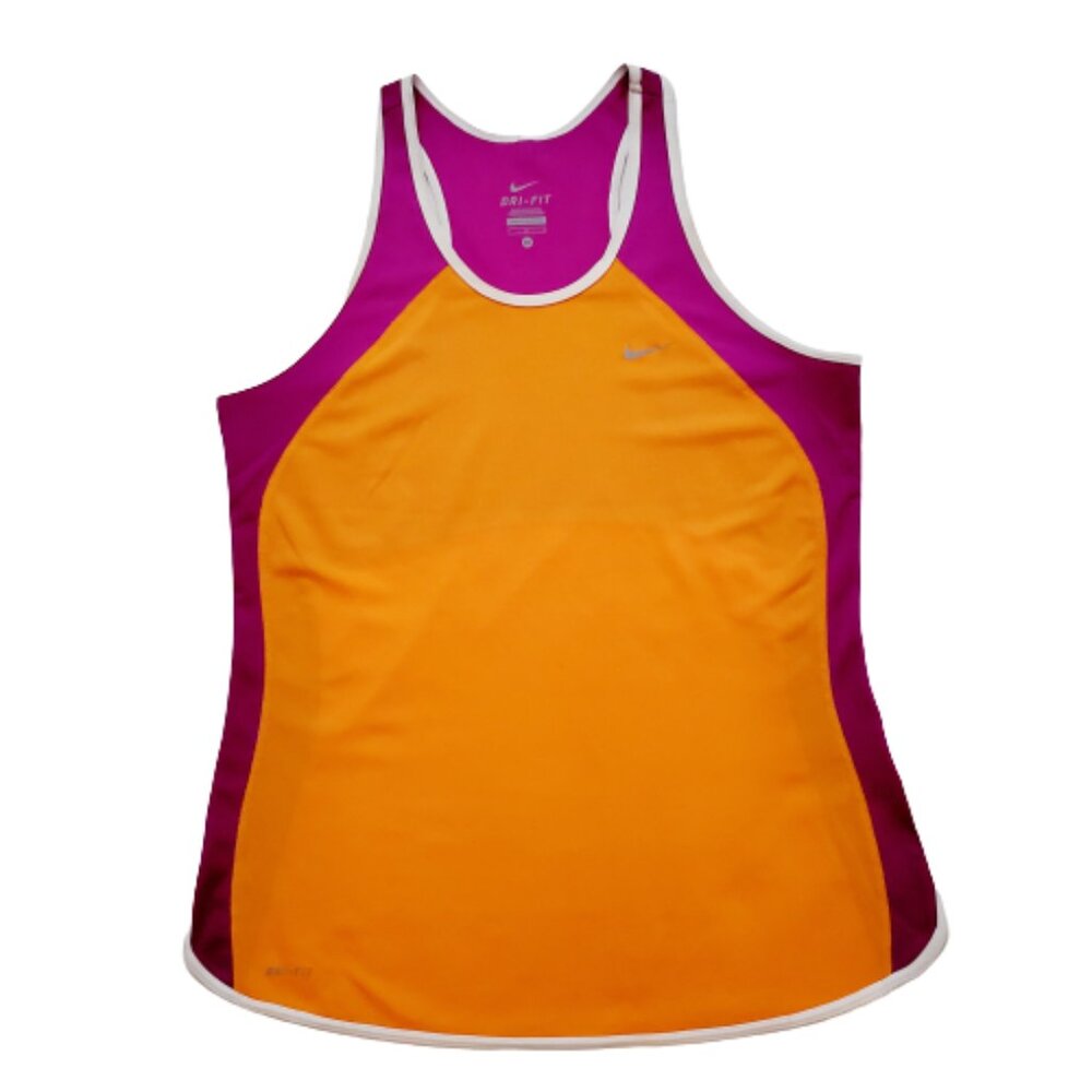 Nike Dri-Fit Women's Purple Orange Color Block Racerback Athletic Tank Top M - Picture 3 of 10